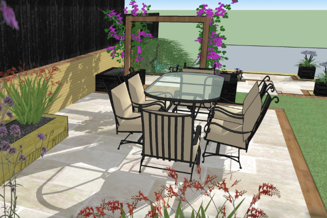 Garden design drawing of table and chairs patio Garden design drawing of table and chairs patio